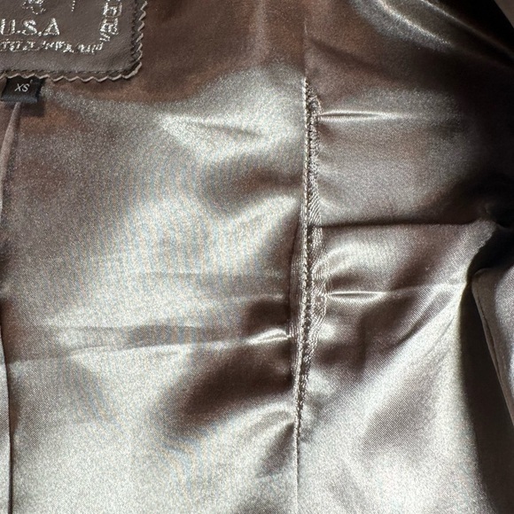 My Tribe Leather Moto Jacket Brown Full Zip Asymmetric Hem Biker Rocker XS Y2K - Picture 11 of 16